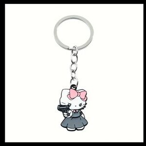 3/$25 NEW BOUTIQUE SANRIO Cutesy Angry Strapped HELLO KITTY Glock Girl Keychain